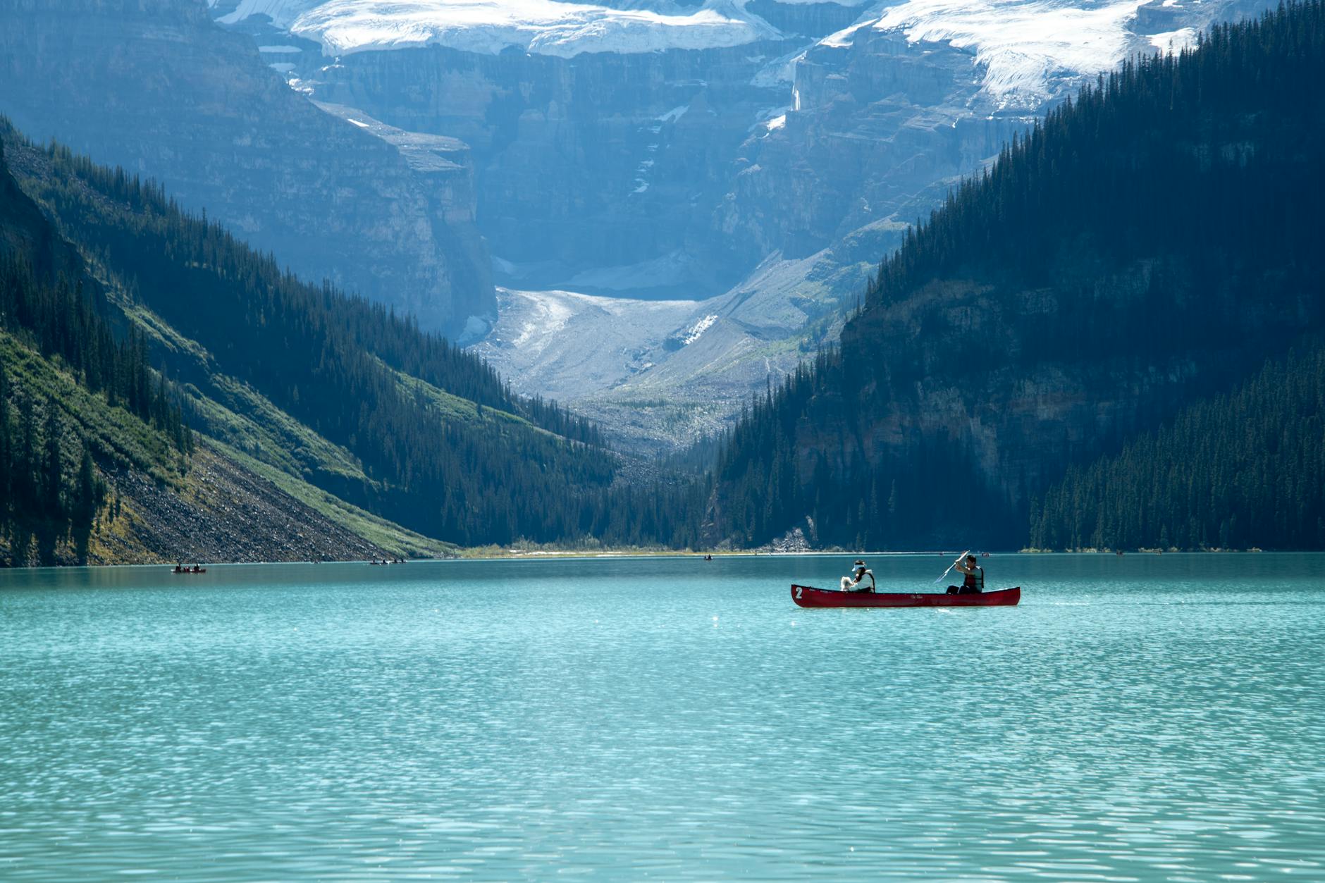 scenic canoe ride on lake louise canada